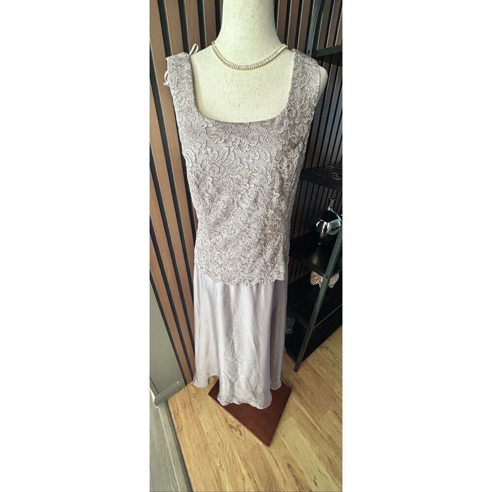 Alex evenings  mother of the bride grey dress wedding party size 14 large